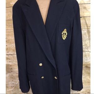 Ralph Lauren Blazer Gold Crest Wool Jacket Sz 16